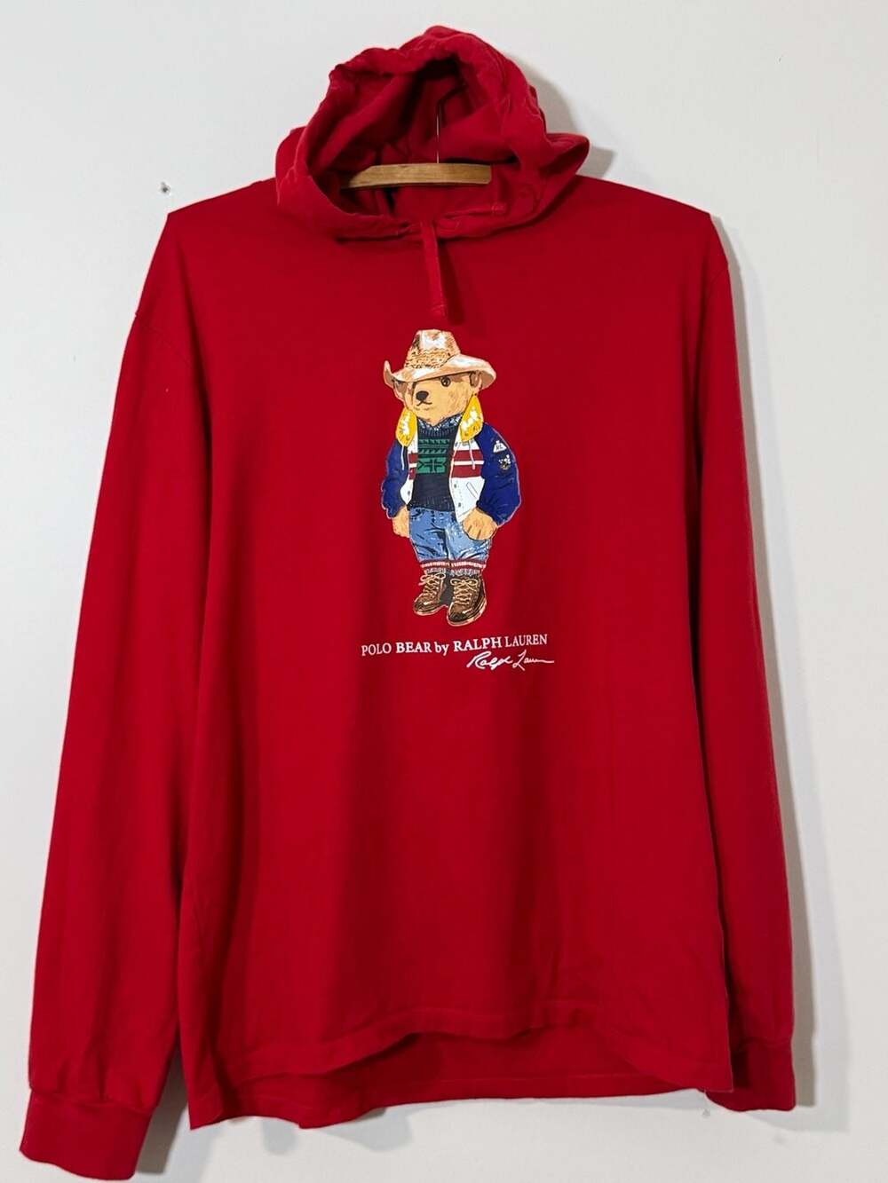 Polo Ralph Lauren Polo Bear Jersey Hooded T-Shirt Red Size L